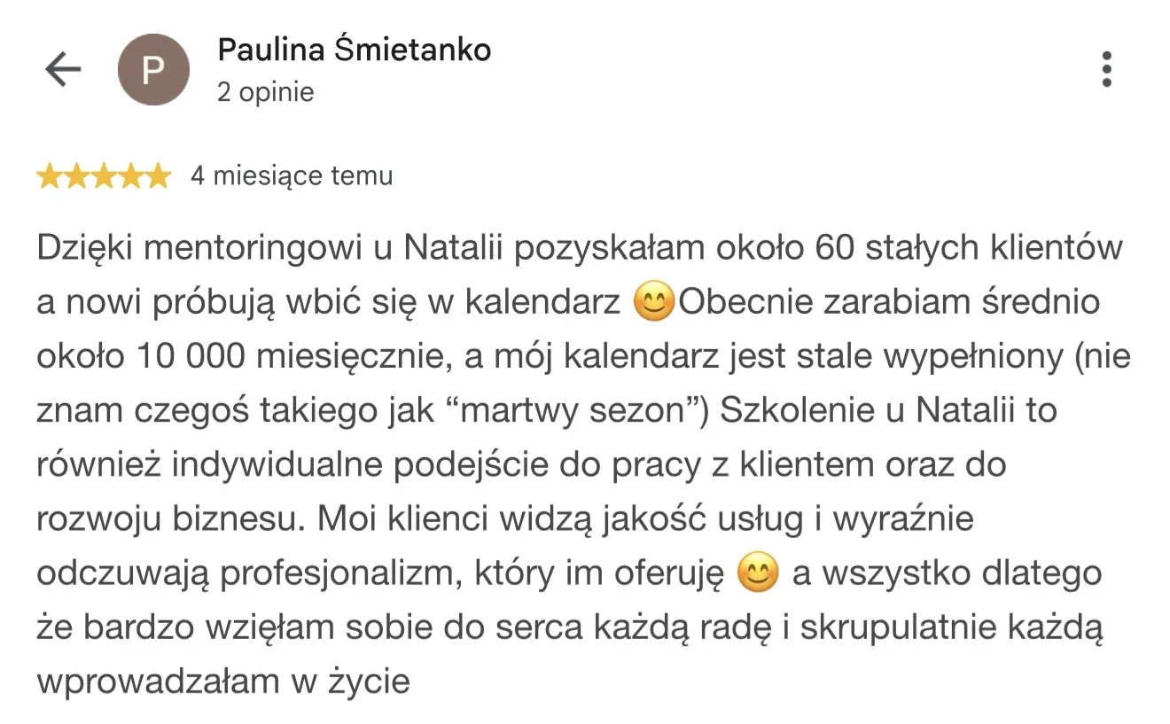 Opinia Pauliny Śmietanko o mentoringu Natalii Sielawy